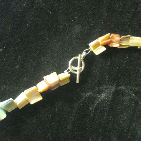 Colorful Mother of Pearl Faux Shark Tooth Necklace - Picture 3 of 3